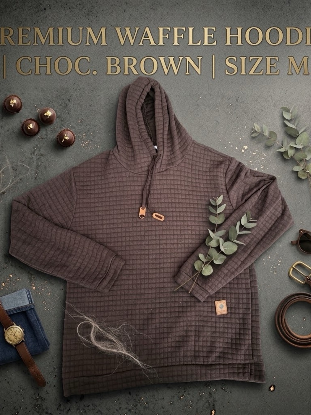 Vogue Chocolate Brown Waffle Hoodie